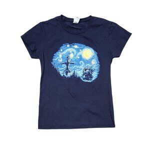Howls Moving Night Starry Night T-shirt Cotton Womens Small Scarecrow Fall